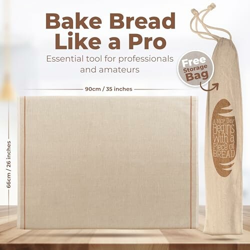 Bread baking tool with storage bag.