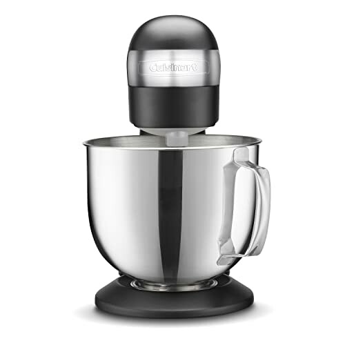 Cuisinart stand mixer with stainless steel bowl.
