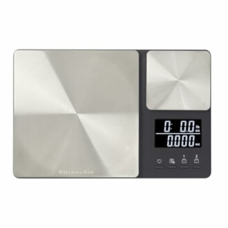 Digital kitchen scale with dual platforms and LED display