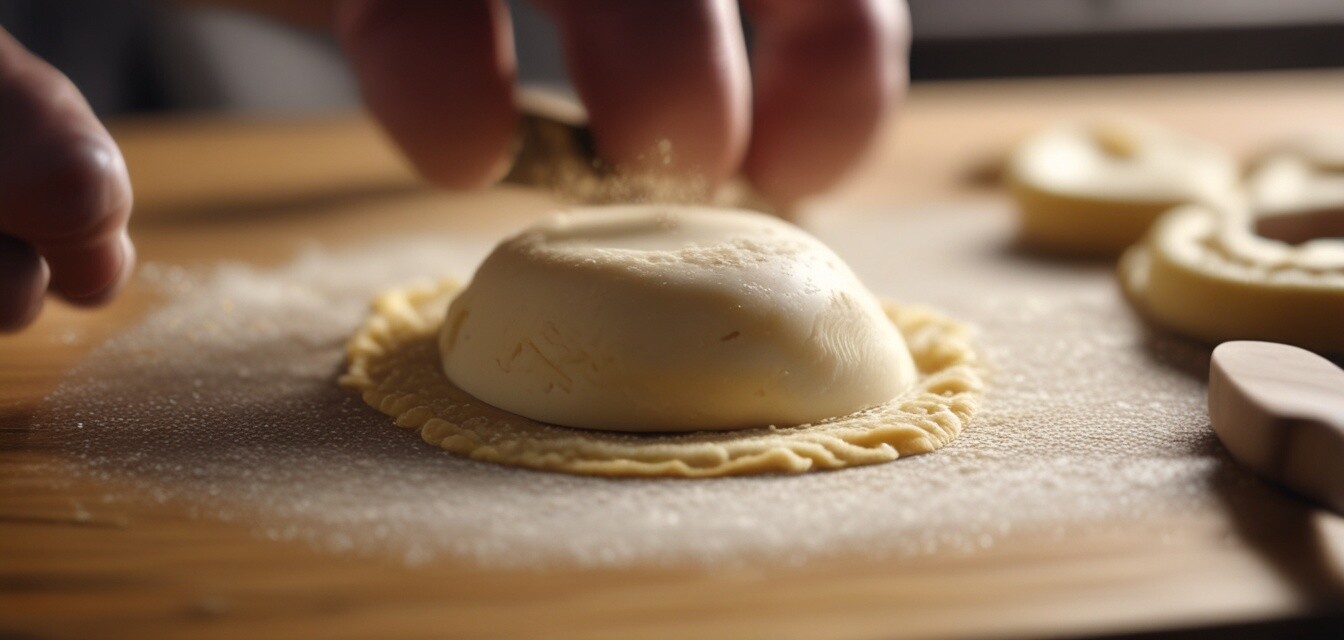 Dough scraper in use
