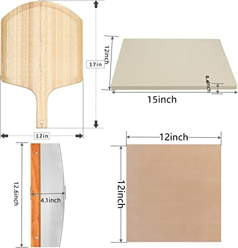Pizza peel and stone set dimensions.