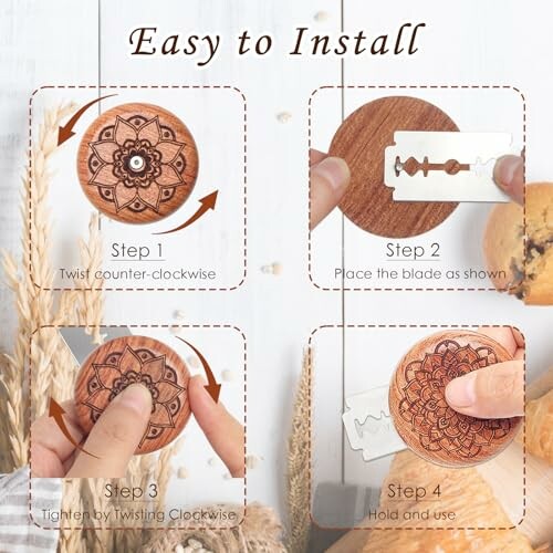 Step-by-step guide to installing a wooden razor blade holder.